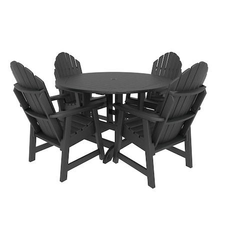 Highwood Usa Hamilton 5pc Round Outdoor Patio Furniture Dining Set AD-DNA48-BKE